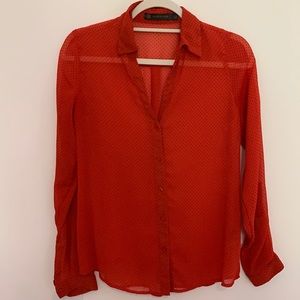 Red £ Black Long Sleeve Button Down Shirt // Small